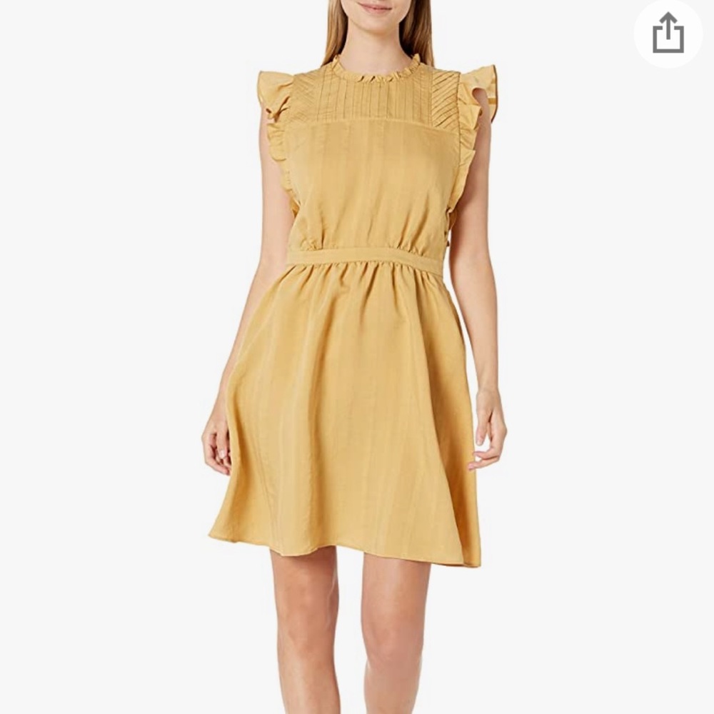 Club Monaco size 2 sleeveless ruffle shoulder dress with pleating details